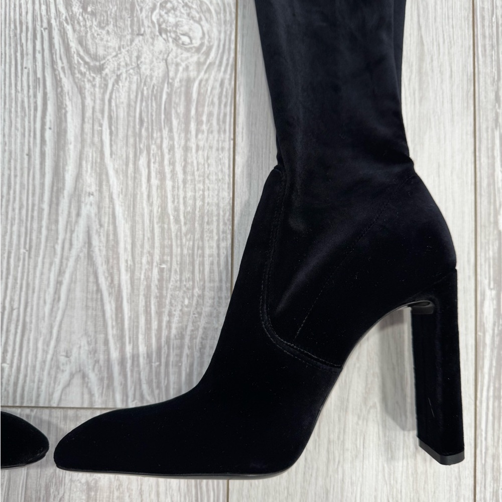 SAINT LAURENT Black Soft Velvet over-the-knee boots 105mm heel - Picture 6 of 15